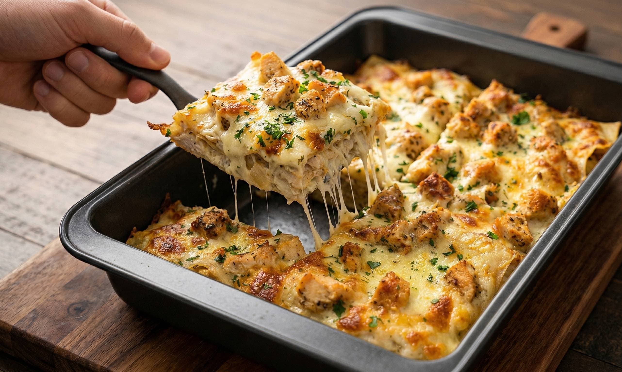 High Protein Macro-Friendly Chicken Alfredo Lasagna (Meal Prep)